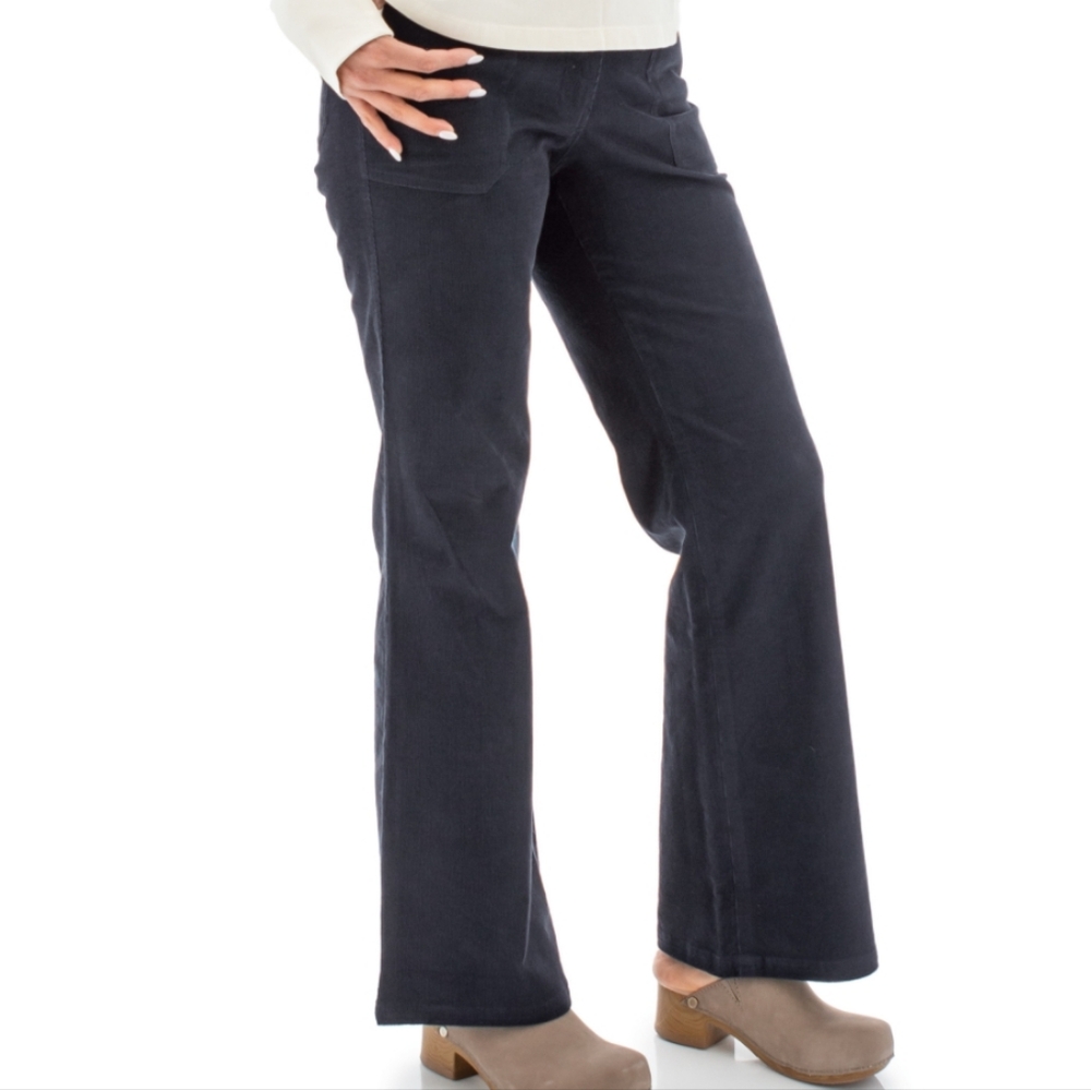 Elegant Navy Wide Leg Corduroy Pants